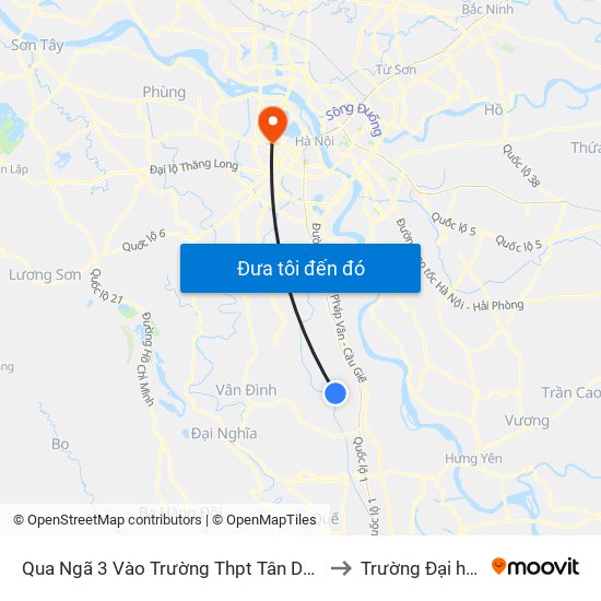 Qua Ngã 3 Vào Trường Thpt Tân Dân 30m - Đường Trục Huyện Thao Chính to Trường Đại học Thủ đô Hà Nội map
