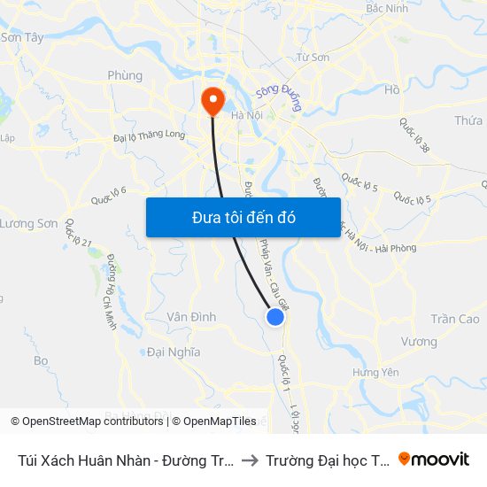 Túi Xách Huân Nhàn - Đường Trục Huyện Thao Chính to Trường Đại học Thủ đô Hà Nội map