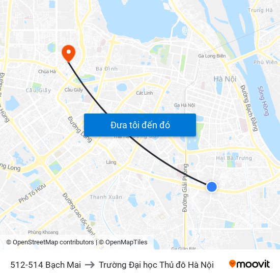 512-514 Bạch Mai to Trường Đại học Thủ đô Hà Nội map