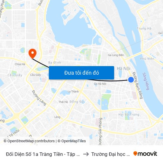 Đối Diện Số 1a Tràng Tiền - Tập Đoàn Hóa Chất Việt Nam to Trường Đại học Thủ đô Hà Nội map