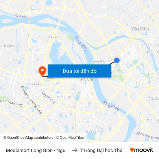 Mediamart Long Biên - Nguyễn Văn Linh to Trường Đại học Thủ đô Hà Nội map