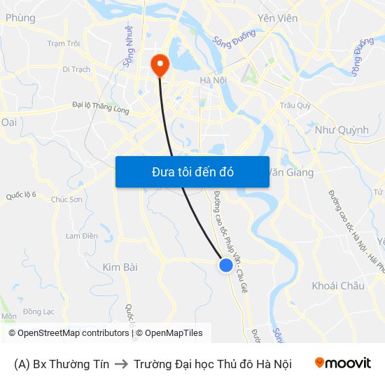 (A) Bx Thường Tín to Trường Đại học Thủ đô Hà Nội map
