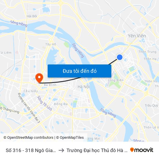Số 316 - 318 Ngô Gia Tự to Trường Đại học Thủ đô Hà Nội map
