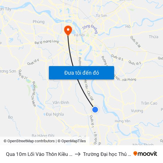Qua 10m Lối Vào Thôn Kiều Đông - Dt428 to Trường Đại học Thủ đô Hà Nội map