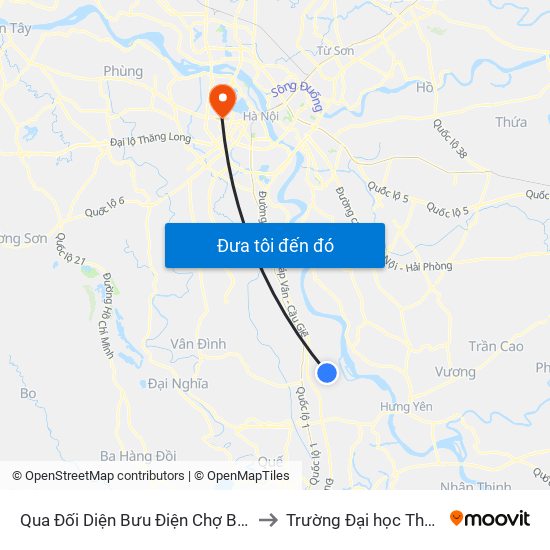 Qua Đối Diện Bưu Điện Chợ Bìm 30m - Dt428 to Trường Đại học Thủ đô Hà Nội map