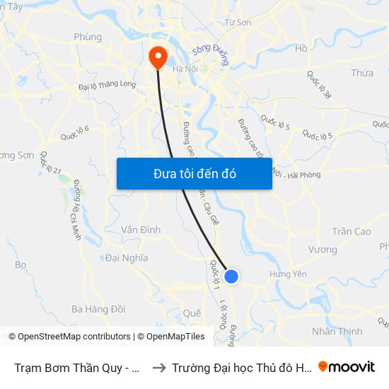 Trạm Bơm Thần Quy - Dt428 to Trường Đại học Thủ đô Hà Nội map