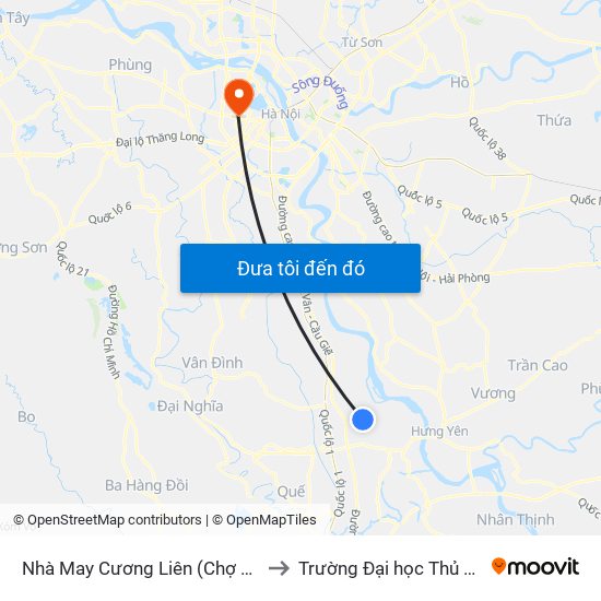Nhà May Cương Liên (Chợ Bái) - Dt428 to Trường Đại học Thủ đô Hà Nội map
