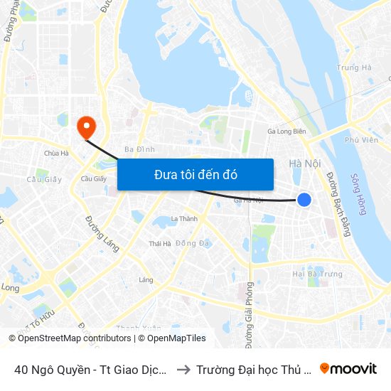 40 Ngô Quyền - Tt Giao Dịch Công Nghệ to Trường Đại học Thủ đô Hà Nội map