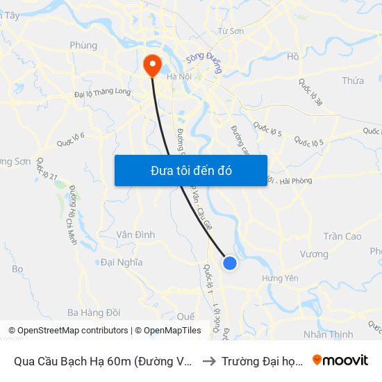 Qua Cầu Bạch Hạ 60m (Đường Vào Làng Hoàng Nguyên) - Dt428 to Trường Đại học Thủ đô Hà Nội map