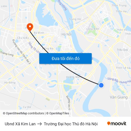 Ubnd Xã Kim Lan to Trường Đại học Thủ đô Hà Nội map