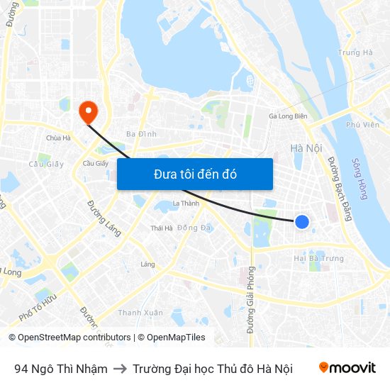 94 Ngô Thì Nhậm to Trường Đại học Thủ đô Hà Nội map