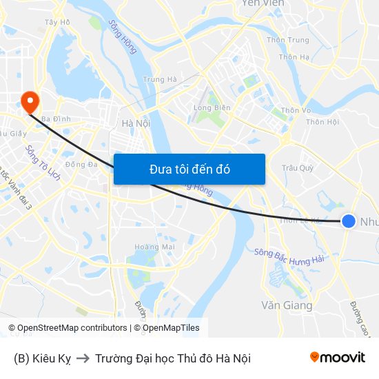 (B) Kiêu Kỵ to Trường Đại học Thủ đô Hà Nội map