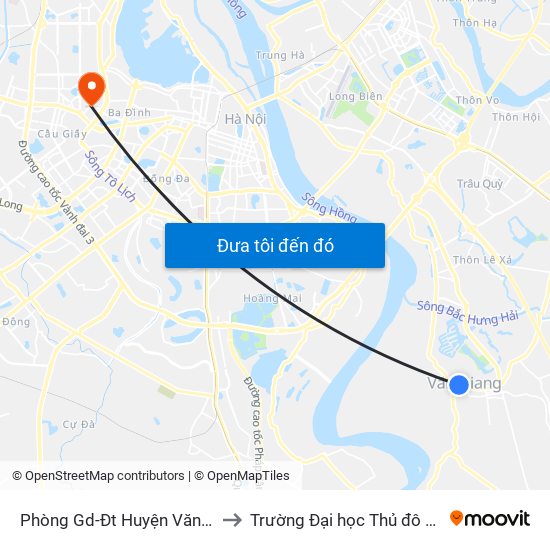 Phòng Gd-Đt Huyện Văn Giang to Trường Đại học Thủ đô Hà Nội map