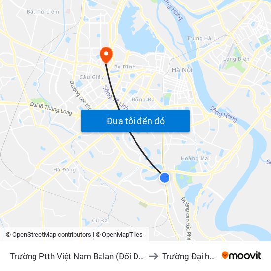 Trường Ptth Việt Nam Balan (Đối Diện Khách Sạn Nam Thành) - Ngọc Hồi to Trường Đại học Thủ đô Hà Nội map