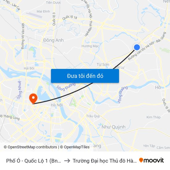 Phố Ó - Quốc Lộ 1 (Bn-Lb) to Trường Đại học Thủ đô Hà Nội map