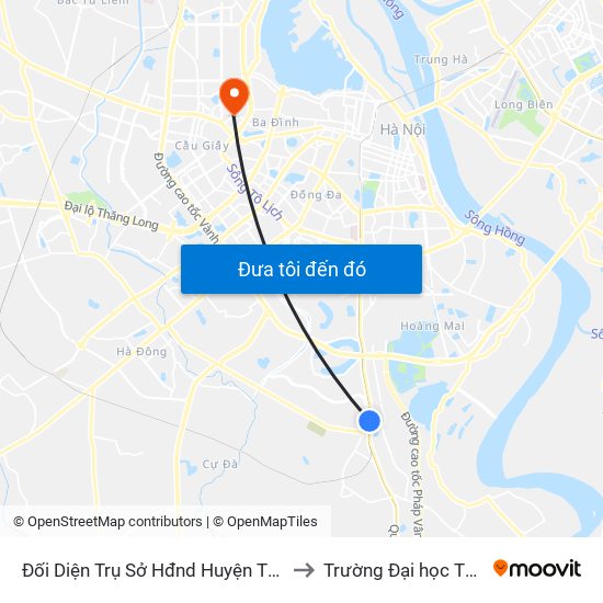Đối Diện Trụ Sở Hđnd Huyện Thanh Trì - Ngọc Hồi to Trường Đại học Thủ đô Hà Nội map