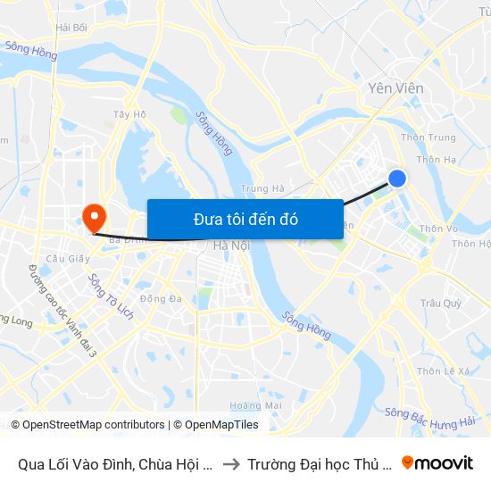 Qua Lối Vào Đình, Chùa Hội Xá - Phúc Lợi to Trường Đại học Thủ đô Hà Nội map