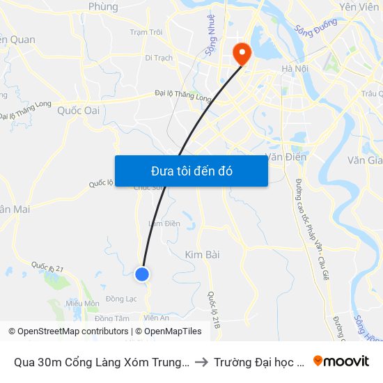 Qua 30m Cổng Làng Xóm Trung Thượng, Hạ Dục - Tl419 to Trường Đại học Thủ đô Hà Nội map