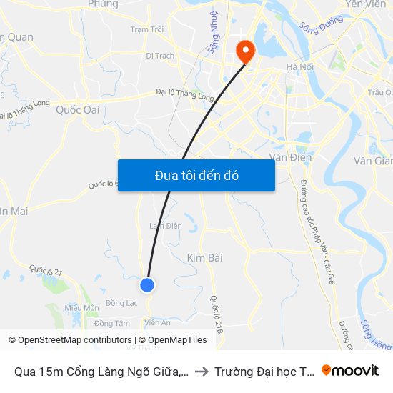 Qua 15m Cổng Làng Ngõ Giữa, Thôn Hạ Dục - Tl419 to Trường Đại học Thủ đô Hà Nội map