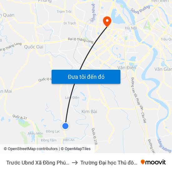 Trước Ubnd Xã Đồng Phú - Tl419 to Trường Đại học Thủ đô Hà Nội map