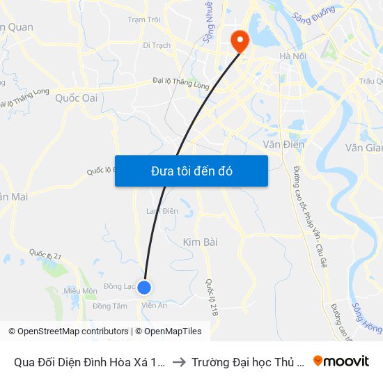 Qua Đối Diện Đình Hòa Xá 100m - Tl419 to Trường Đại học Thủ đô Hà Nội map