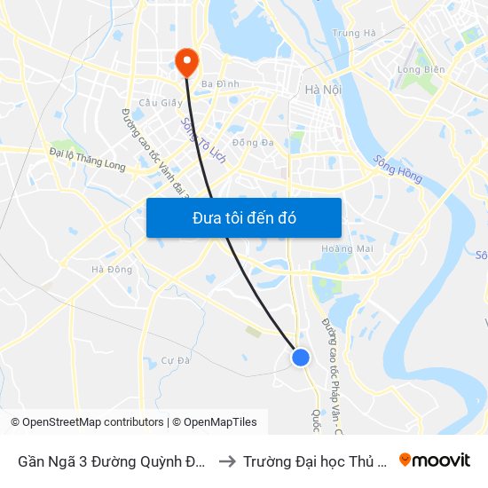 Gần Ngã 3 Đường Quỳnh Đô - Ngọc Hồi to Trường Đại học Thủ đô Hà Nội map
