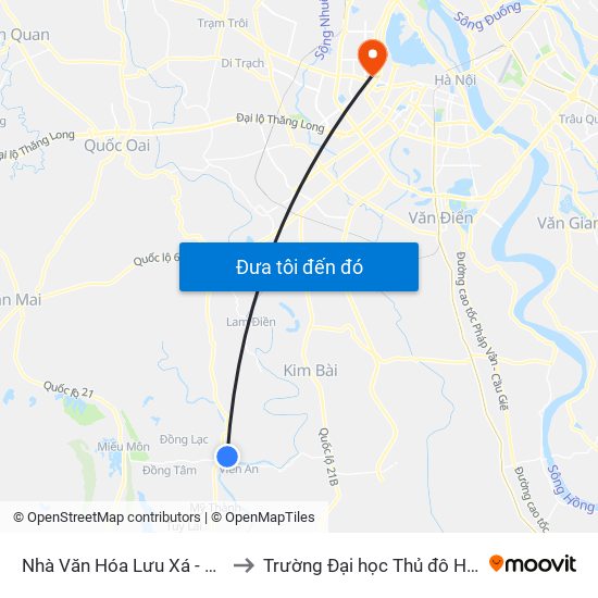 Nhà Văn Hóa Lưu Xá - Tl419 to Trường Đại học Thủ đô Hà Nội map