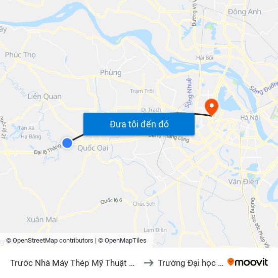 Trước Nhà Máy Thép Mỹ Thuật Hải Vân - Đại Lộ Thăng Long to Trường Đại học Thủ đô Hà Nội map