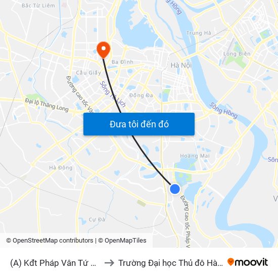 (A) Kđt Pháp Vân Tứ Hiệp to Trường Đại học Thủ đô Hà Nội map