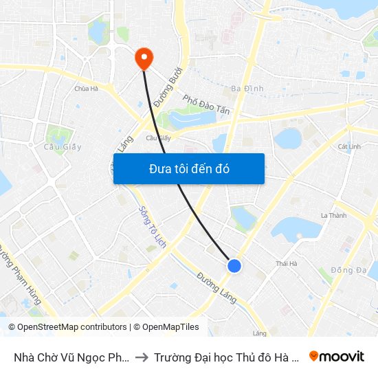 Nhà Chờ Vũ Ngọc Phan to Trường Đại học Thủ đô Hà Nội map