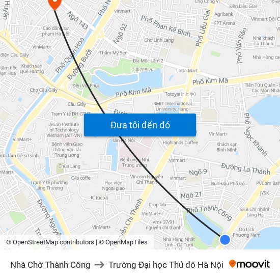 Nhà Chờ Thành Công to Trường Đại học Thủ đô Hà Nội map