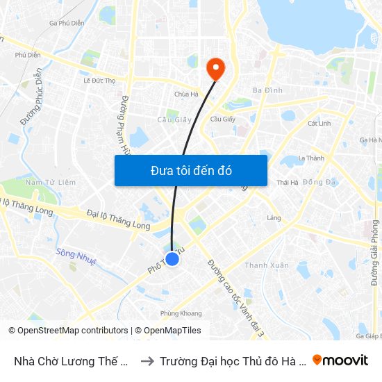 Nhà Chờ Lương Thế Vinh to Trường Đại học Thủ đô Hà Nội map