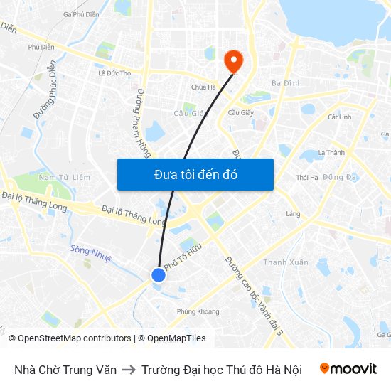 Nhà Chờ Trung Văn to Trường Đại học Thủ đô Hà Nội map