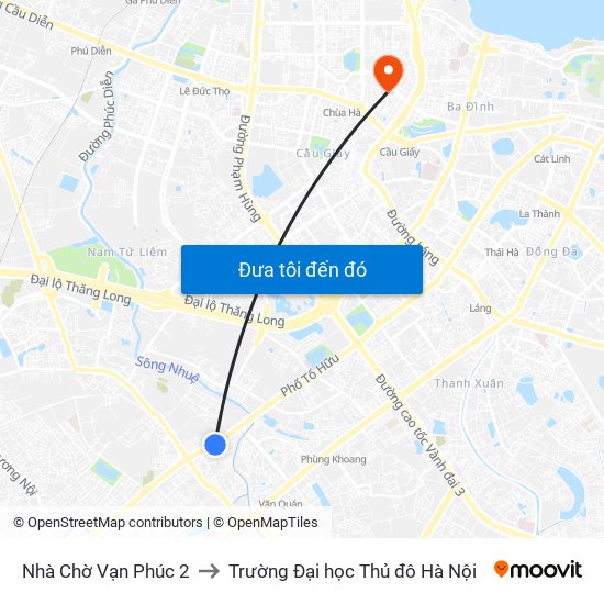 Nhà Chờ Vạn Phúc 2 to Trường Đại học Thủ đô Hà Nội map