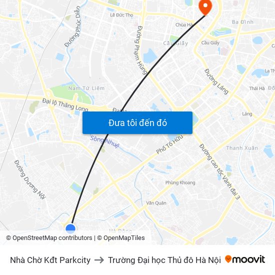 Nhà Chờ Kđt Parkcity to Trường Đại học Thủ đô Hà Nội map