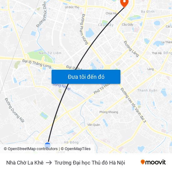 Nhà Chờ La Khê to Trường Đại học Thủ đô Hà Nội map