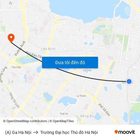 (A) Ga Hà Nội to Trường Đại học Thủ đô Hà Nội map