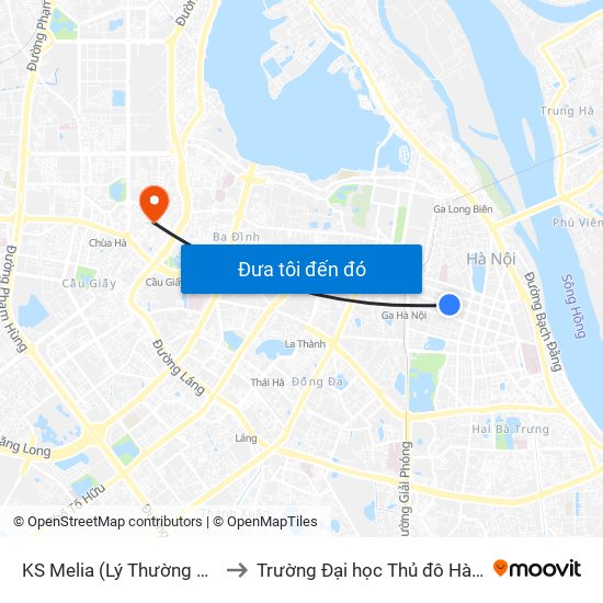 KS Melia (Lý Thường Kiệt) to Trường Đại học Thủ đô Hà Nội map