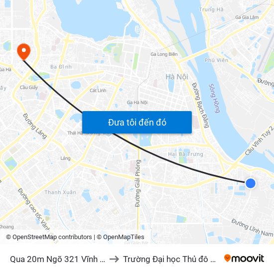 Qua 20m Ngõ 321 Vĩnh Hưng to Trường Đại học Thủ đô Hà Nội map