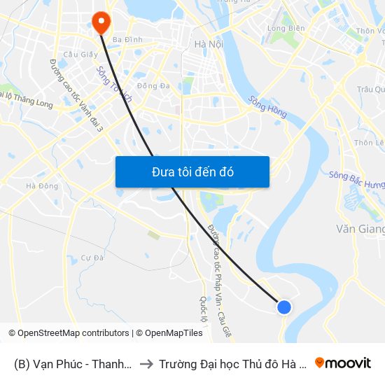 (B) Vạn Phúc - Thanh Trì to Trường Đại học Thủ đô Hà Nội map