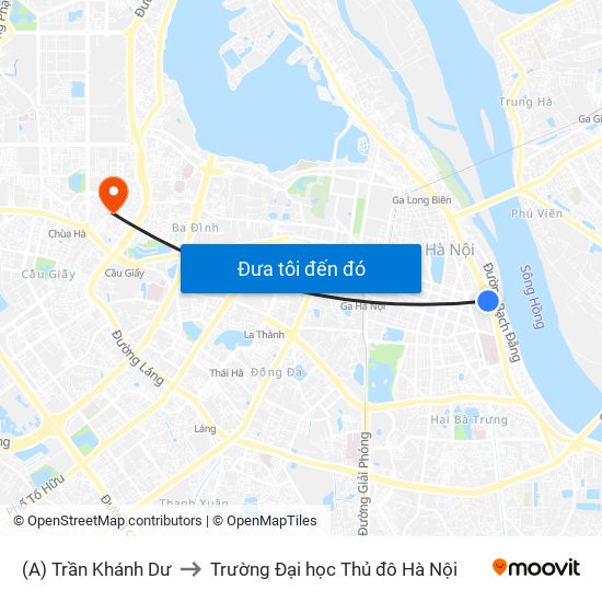 (A) Trần Khánh Dư to Trường Đại học Thủ đô Hà Nội map