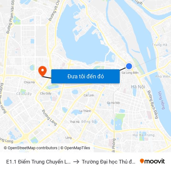 E1.1 Điểm Trung Chuyển Long Biên to Trường Đại học Thủ đô Hà Nội map