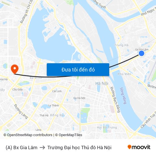 (A) Bx Gia Lâm to Trường Đại học Thủ đô Hà Nội map