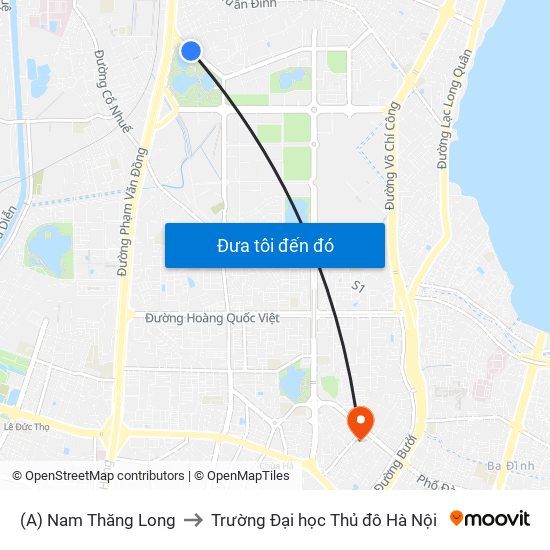 (A) Nam Thăng Long to Trường Đại học Thủ đô Hà Nội map