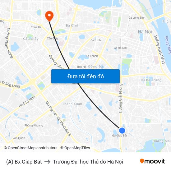 (A) Bx Giáp Bát to Trường Đại học Thủ đô Hà Nội map