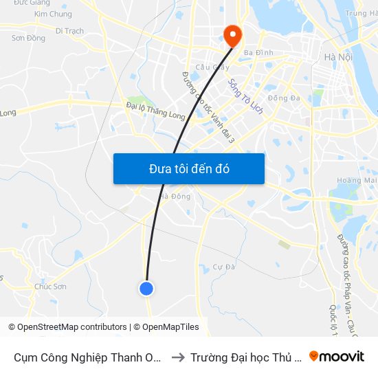 Cụm Công Nghiệp Thanh Oai (Cổng Phụ) to Trường Đại học Thủ đô Hà Nội map