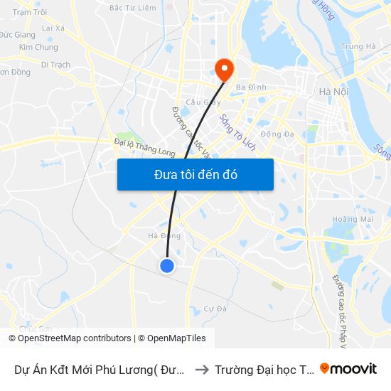 Dự Án Kđt Mới Phú Lương( Đường Phúc La- Văn Phú) to Trường Đại học Thủ đô Hà Nội map