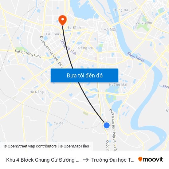 Khu 4 Block Chung Cư Đường Quang Lai (Chiều Đi) to Trường Đại học Thủ đô Hà Nội map