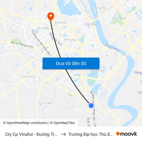 Cty Cp Vinafut - Đường Trần Thủ Độ to Trường Đại học Thủ đô Hà Nội map