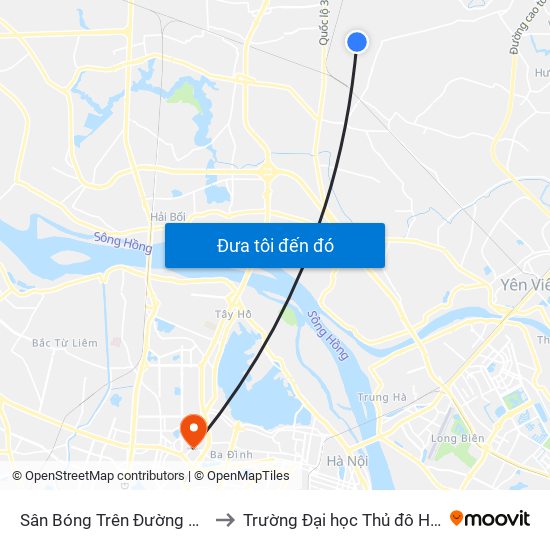 Sân Bóng Trên Đường Uy Nỗ to Trường Đại học Thủ đô Hà Nội map